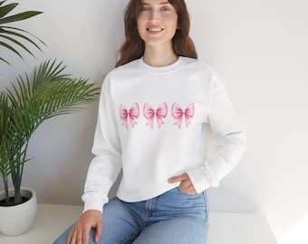 Pink Bow Crewneck Sweatshirt: Cozy Fashion Sweater