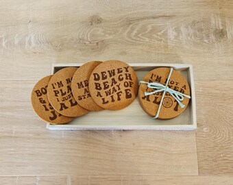Dewey Beach Cork Coaster Set | Starboard, Bottle & Cork