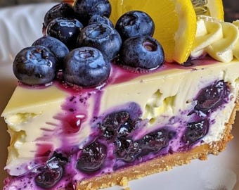 Easy Lemon Blueberry Cheesecake Recipe Printable | Instant PDF Download