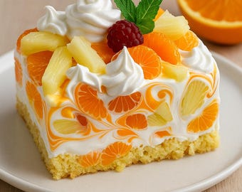 No-Bake Orange Pineapple Swirl Cheesecake Recipe (PDF Download)
