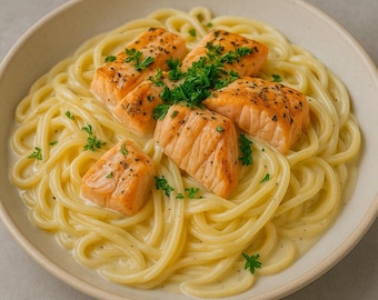 Creamy Garlic Salmon Pasta Recipe: Gourmet Family Meal (PDF Download)