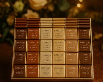 50 stuks bruiloft chocolade, chocolade bruiloft gunsten, aangepaste chocolade, bruiloft gunsten, verlovingschocolade, gunsten voor gasten