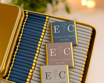 50 stuks bruiloft chocolade, chocolade bruiloft gunsten, aangepaste chocolade, bruiloft gunsten, verlovingschocolade, gunsten voor gasten