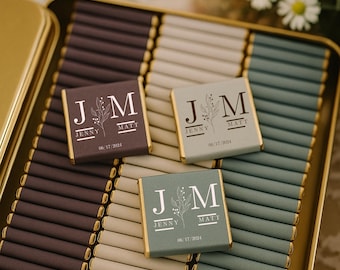 50 stuks bruiloft chocolade, chocolade bruiloft gunsten, aangepaste chocolade, bruiloft gunsten, verlovingschocolade, gunsten voor gasten