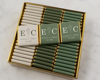 50 stuks bruiloftschocolade, chocoladebedankjes voor een bruiloft, gepersonaliseerde chocolade, huwelijksbedankjes, verlovingschocolade, bedankjes voor gasten