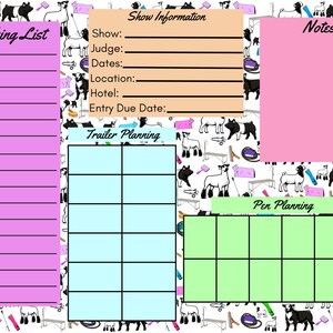 Livestock Show Planner Printable | Goat Show Organizer | County Fair Packing List | Sheep Swine Cattle Show Planner | 8.5x11 PDF Download image 2