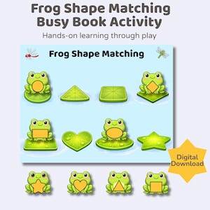 Grodformsmatchningsbokaktivitet | Utskrivbar formigenkänning för förskola | Vårinlärningspärm | Tystnadsaktivitet för barn