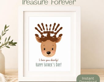Manualidad con huellas de manos para el Día del Padre, "Te quiero mucho" (imprimible), recuerdo artístico para niños pequeños, regalo de los niños, descarga digital.