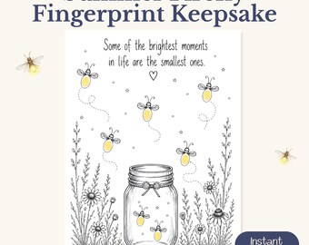 Summer Fingerprint Keepsake, Firefly Handprint Craft, Summer Memory Printable, Kids Fingerprint Activity, Grandparent Gift