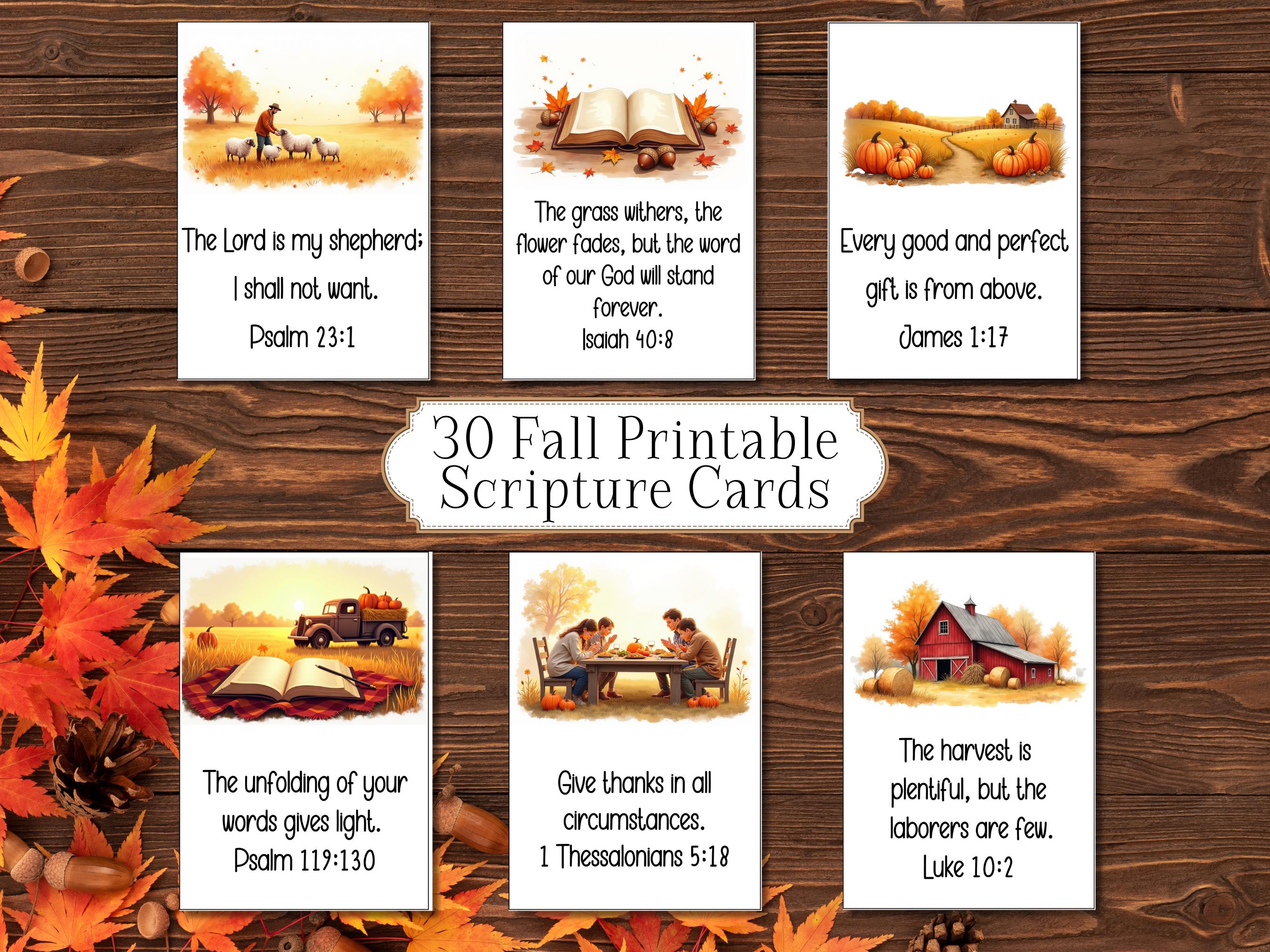 Scripture Readings Fall 30 Fall Scripture Cards Printable, 3x5 ESV Bible Verse Cards, Autumn ...