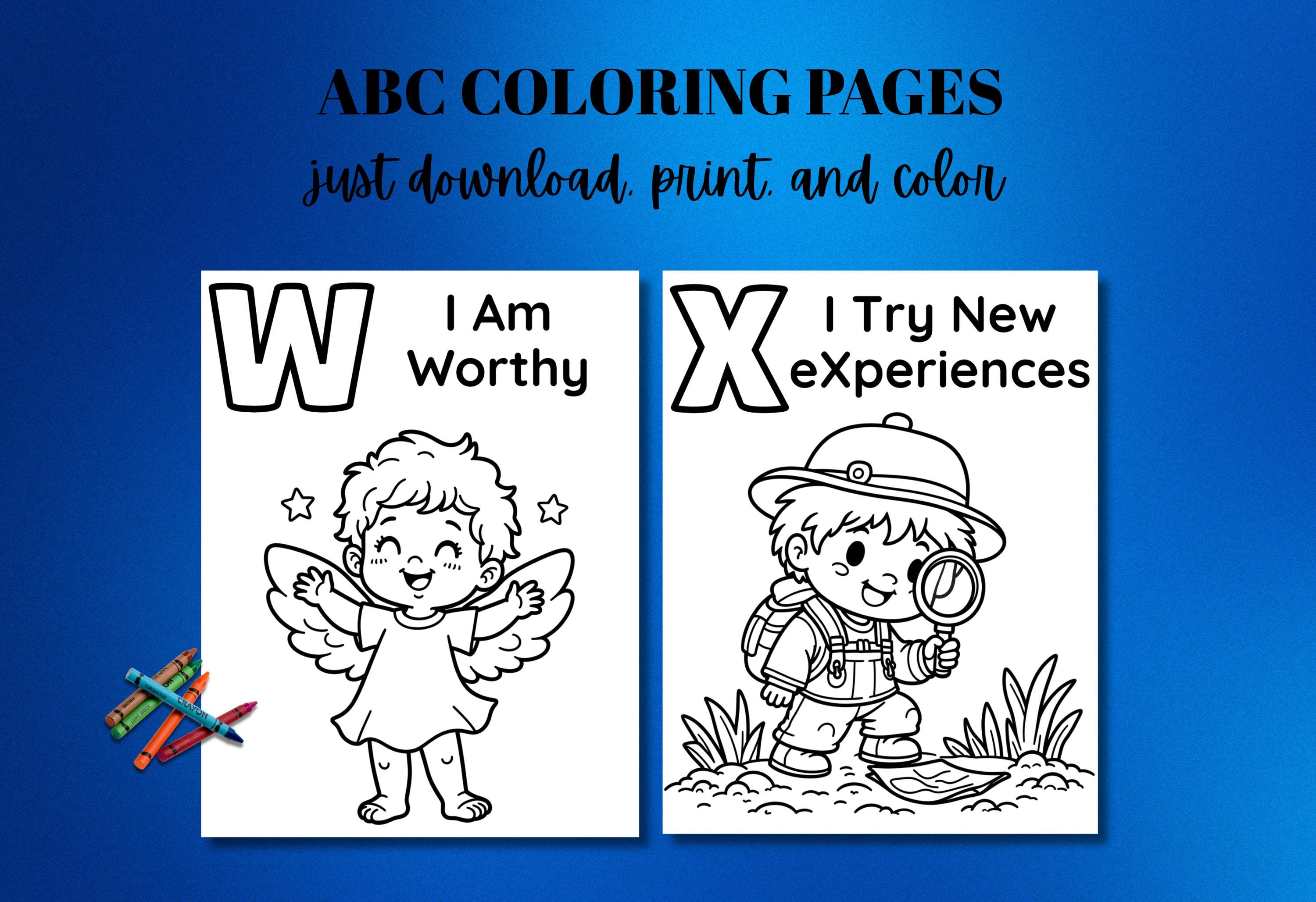 ABC Affirmation Coloring Pages for Kids, Alphabet Positive Quotes ...