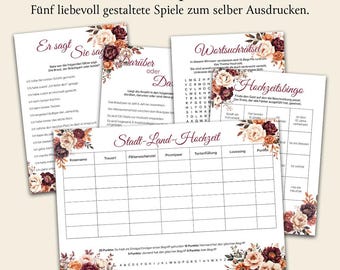Wedding Games Set to Print - 5 Games for Guests | Wedding Games | Party Games | Wedding | Instant Download for Ceremony & Celebration