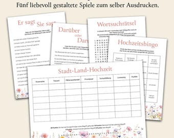 Wedding Games Set to Print - 5 Games for Guests | Wedding Games | Party Games | Wedding | Instant Download for Ceremony & Celebration