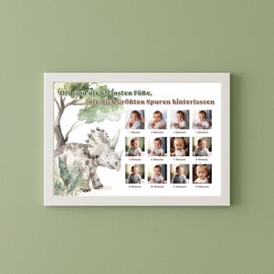 Affiche Dino des étapes clés de bébé | Insert de cadre pour l'impression | Modèle de carte mensuelle au motif dinosaure – téléchargement numérique