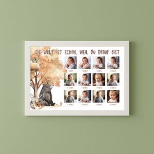 Affiche des étapes importantes pour bébé : Les amis de la forêt | Insert de cadre pour l'impression | Modèle de carte mensuelle Animaux de la forêt – téléchargement numérique