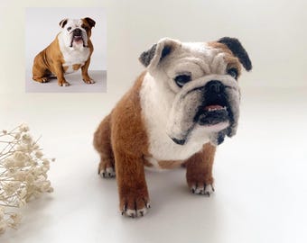 Figura de perro personalizada de fieltro de aguja, retrato de perro hecho a mano, regalo de peluche para gato, perro realista, figura de mascota personalizada conmemorativa para gato