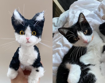 Custom plush cat figurines,custom handmade dog portraits,personalized handmade cat portrait dog memorial gift, gifts to commemorate your dog