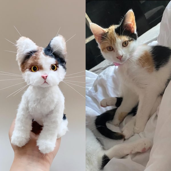 Custom plush cat crocheted pet keepsake dog memorial gift cat memorial gift lifelike dog plush cat figurine gift cat mom Custom Cat Portrait