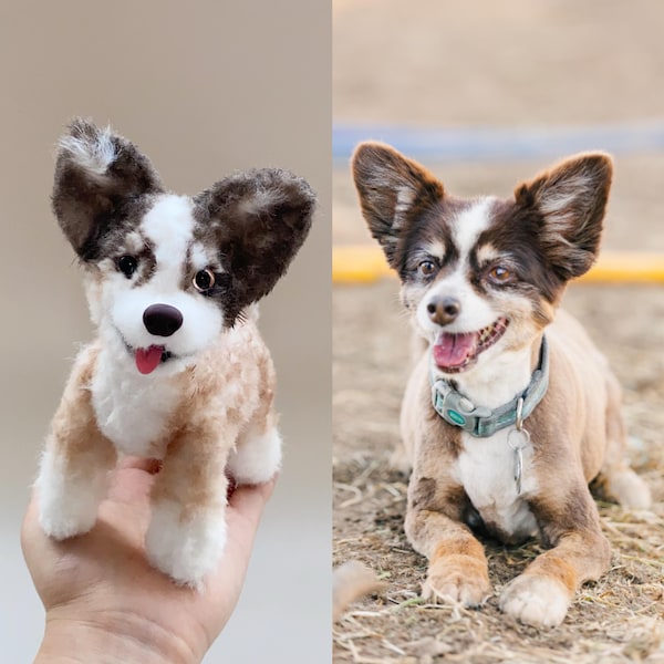 Custom Dog Portrait Gift Plush Dog Portrait Figurines Pet Memorial Gifts Pet Plush Toys Personalized Plush Cat Figurines Gift for Dog Mom