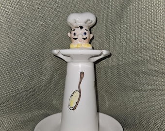 Vintage MCM 1950s Ceramic Chef Spoon Stand