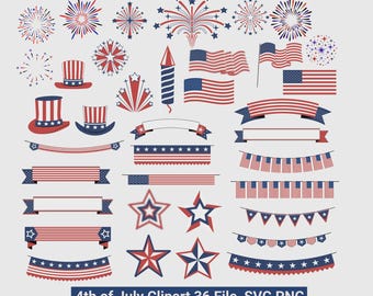 4th of July PNG Bundle | Patriotic Fireworks & American Flag Clipart | Independence Day Design