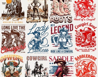 Western Cowboy PNG Clipart Set | Rustic Rodeo Designs | Old West Digital Download