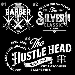 Custom Vintage & Retro Barber Shop Logo Bundle | Personalized Hair Stylist PNG And Vector Designs – Unique Barbershop Templates