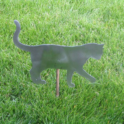 Metal Fluffy Cat Garden Stake Garden Art Yard Decor Etsy