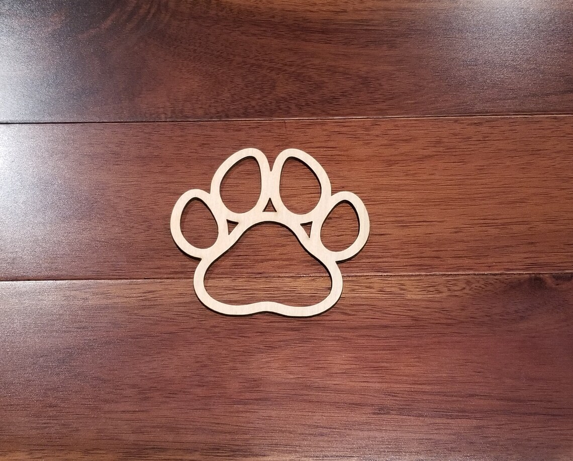 Dog Paw print Wood Shape cnc laser item Arts crafts decoration Etsy