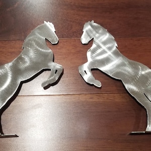 Rearing Horse Post toppers, Rusty or Bare steel, 4&quot; to 12&quot; tall