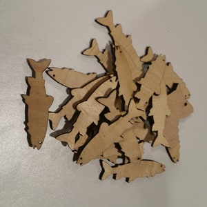 50 Poisson en bois découpé au laser 2,5 mm Bouleau 2, 2,5, 3, 3,5, 4 pouces Artisanat d&#39;art décoration projet de peinture ornement cadeau mariage Truite