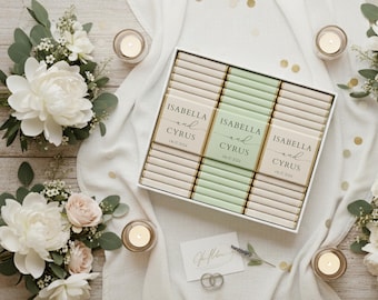 50 Pcs Luxury Wedding Chocolate, Customized Chocolate, Wedding Favors, Wedding Chocolate Favors, Favors For Guests, Engagement Chocolate
