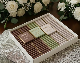 50 Pcs Luxury Wedding Chocolate, Customized Chocolate, Wedding Favors, Wedding Chocolate Favors, Favors For Guests, Engagement Chocolate