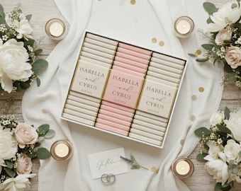 50 Pcs Luxury Wedding Chocolate, Customized Chocolate, Wedding Favors, Wedding Chocolate Favors, Favors For Guests, Engagement Chocolate