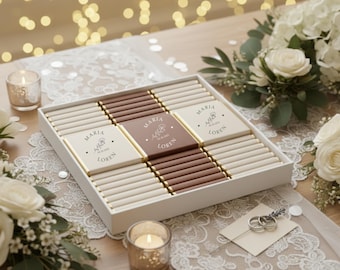 50 Pcs Luxury Wedding Chocolate, Customized Chocolate, Wedding Favors, Wedding Chocolate Favors, Favors For Guests, Engagement Chocolate