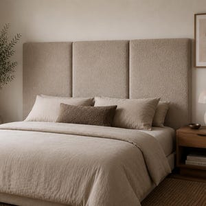 Bouclé Upholstered Wall Panels | Custom Headboard, Modern Bedroom Decor