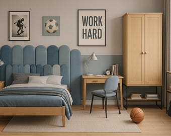 Painel de parede estofado em veludo: Cabeceira de cama com cerca 3D, decoração para quarto infantil, arredondada, macia, para quarto.