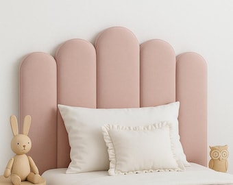 Velvet Upholstered Wall Panel: 25cm Fence Headboard Tile, rounded, soft, bedroom, children's room,