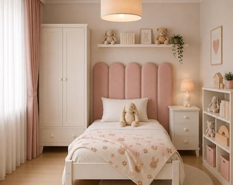 Velvet Upholstered Wall Panel: 25cm Fence Shape | Kids Room Wall Decor | Soft Headboard