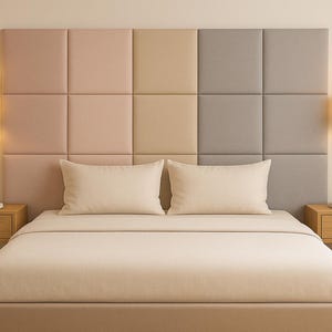 Sammetsklädd väggpanel: Rektangulär mjuk sänggavel, enkel, mjuk, sovrum, barnrum,