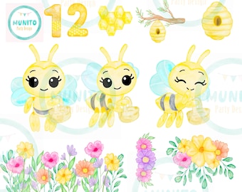 kleine Biene, Bienen Clipart Set, Bienen Cliparts Set, Biene png,