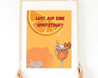Aperol Spritz wall picture with saying kitchen poster summer bar decoration gift idea