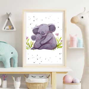 Póster de koala para habitación de bebé | Descarga digital en tamaño A3 y A4 | Póster de animalito para habitación de bebé | Decoración minimalista para la habitación de tu bebé