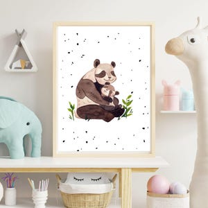 Póster de panda para habitación de bebé | Descarga digital A3 y A4 | Póster de animalito para habitación de bebé | Decoración minimalista para la habitación de tu bebé