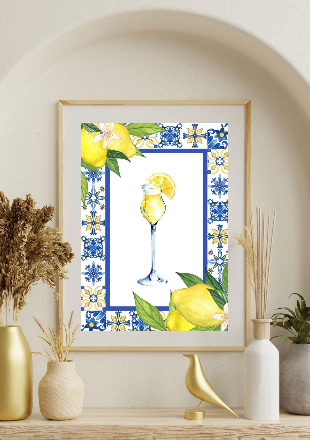 Lemon Poster Blue Yellow – Limoncello Print | Digital Download A3 A4 ...