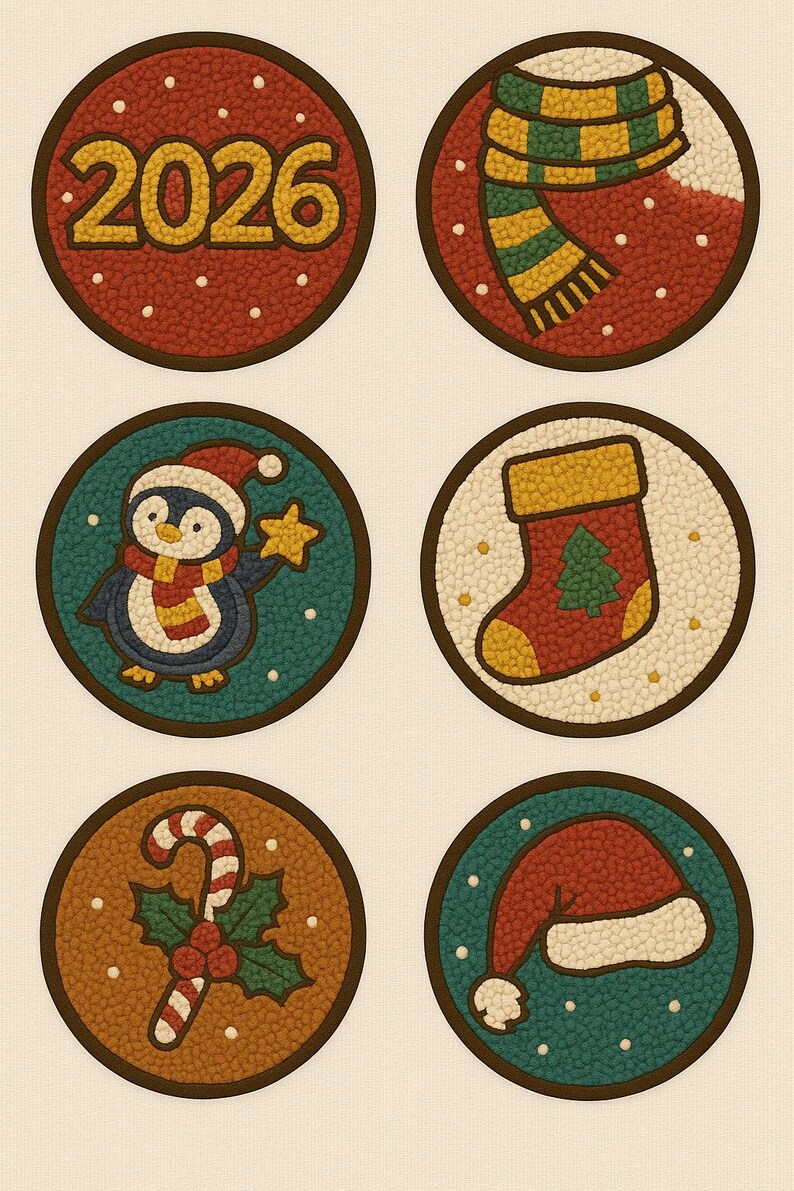 30 Christmas Punch Needle Patterns: Holiday Embroidery Designs (PDF ...