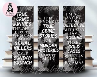 3pcs True Crime Bookmark Bundle Printable PNG Bookmark set instant Download bookmark True Crime Gift bookmark PNG True Crime PNG
