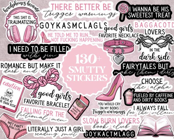 Book Lover +130pcs PNG Smutty Stickers Dark Romance Reader Clip Art Spicy Stickers Bundle Romantasy PNG Book Stickers