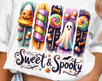 Sweet & Spooky Halloween PNG: Candy Corn Ghost Sublimation (Digital Download)