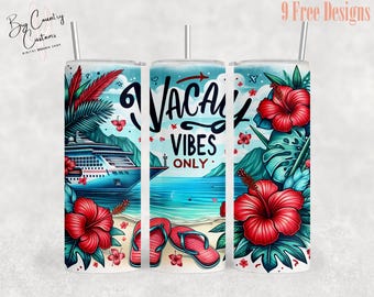 Cruise Life Tumbler Wrap PNG: Tropical Hibiscus Design (Digital Download)